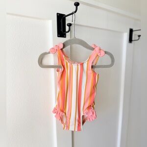 Cat & Jack Baby Girls Striped Swimsuit With Ruffle and Bow Detail